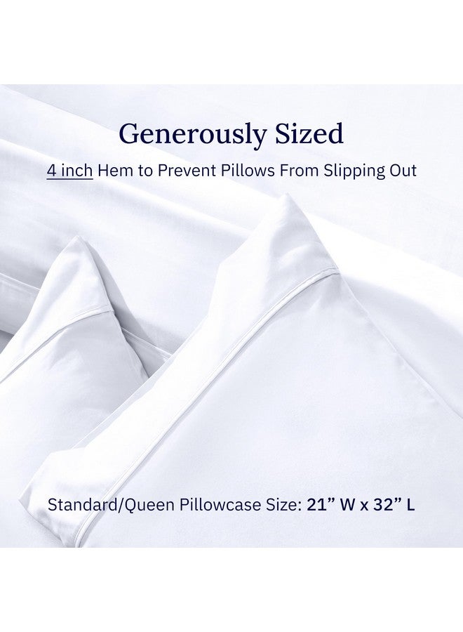 California Design Den California Design Den Standard Queen Size Pillowcase Set - 400 Thread Count, 100% Cotton Sateen, Set of 2 Pillow Covers, Breathable, Cooling, Soft for Quality Sleep - Bright White - Image 4