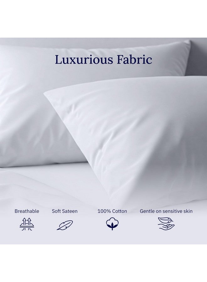 California Design Den California Design Den Standard Queen Size Pillowcase Set - 400 Thread Count, 100% Cotton Sateen, Set of 2 Pillow Covers, Breathable, Cooling, Soft for Quality Sleep - Bright White - Image 5