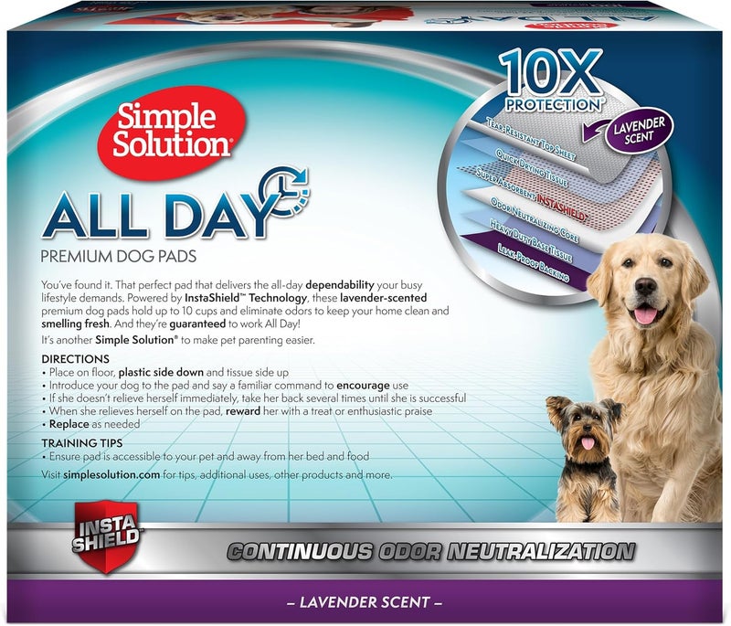 Simple Solution All Day Puppy Training Pads – Lavender Scented Leak-Proof Pee Pads for Dogs – Disposable and Absorbent for Housebreaking and Indoor Use – 23 x 24 Inches – 100 Count - Image 2