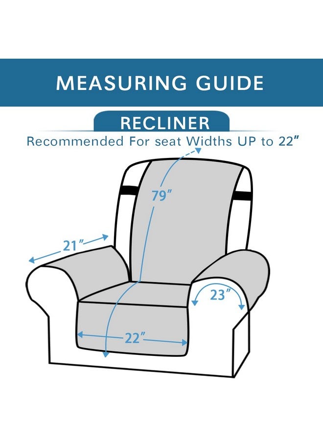 H.VERSAILTEX 100% Waterproof Recliner Chair Cover Non-Slip Reclining Cover for Recliner Chair Washable Dog Chair Cover Stay in Place Ideal Furniture Protector with Elastic Straps (Recliner, Black) - Image 3