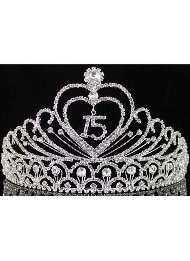 Janefashions Quinceanera Sweet 15 Fifteen 15Th Birthday Party Coronas De Quinceañeras Clear White Austrian Rhinestone Tiara Crown With Hair Combs Princess Silver T1756  - Image 4