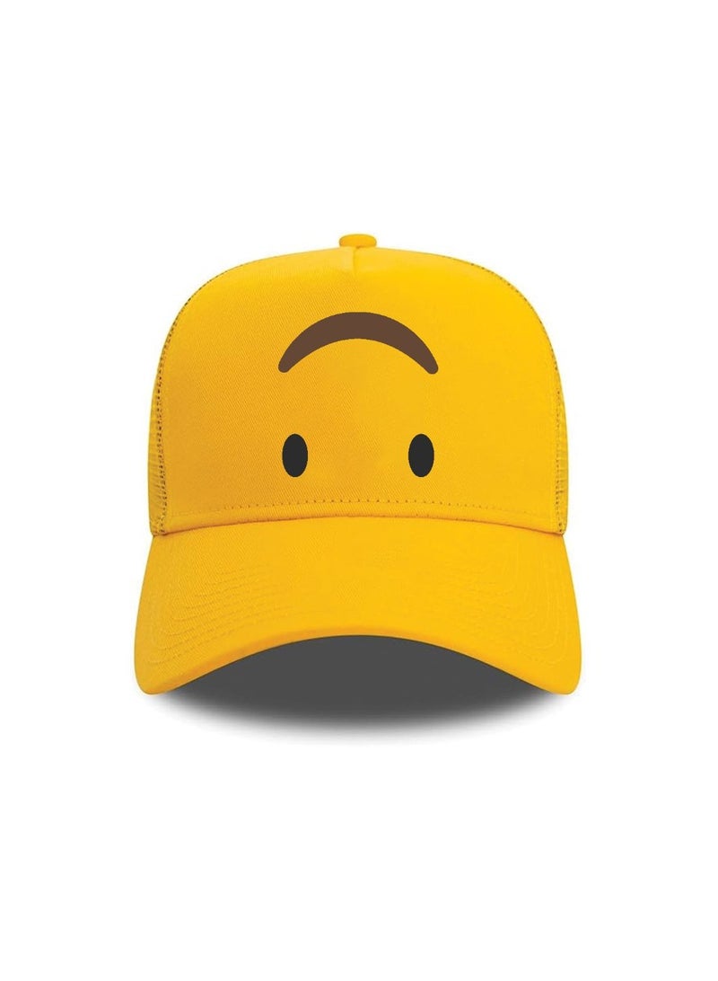 برينت شوب فور مي قبعة شبكية بوجه مبتسم باللون الأصفر للأطفال مع إغلاق بلاستيكي قابل للتعديل - قبعة بيسبول للجنسين للأولاد والبنات - مثالية للأنشطة الخارجية والرياضة - Image 3
