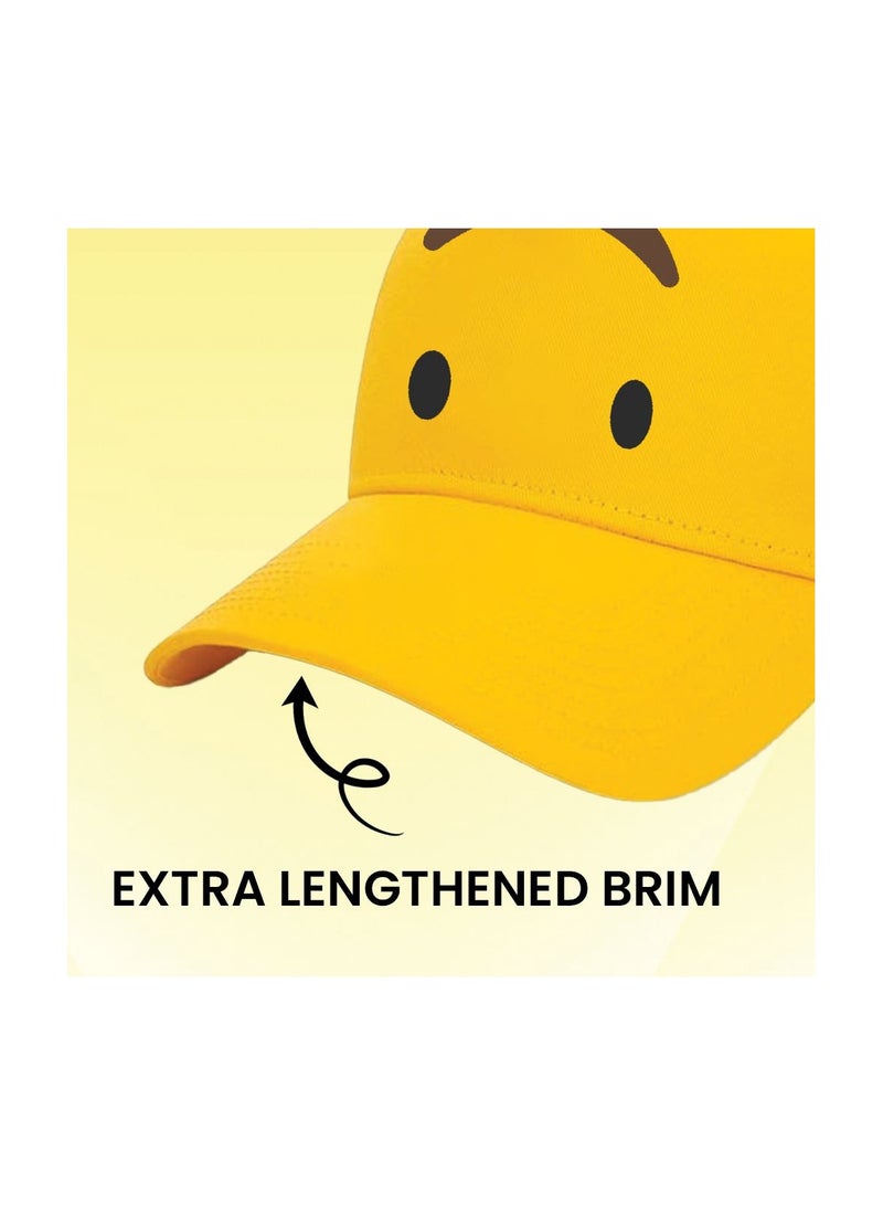 برينت شوب فور مي قبعة شبكية بوجه مبتسم باللون الأصفر للأطفال مع إغلاق بلاستيكي قابل للتعديل - قبعة بيسبول للجنسين للأولاد والبنات - مثالية للأنشطة الخارجية والرياضة - Image 5