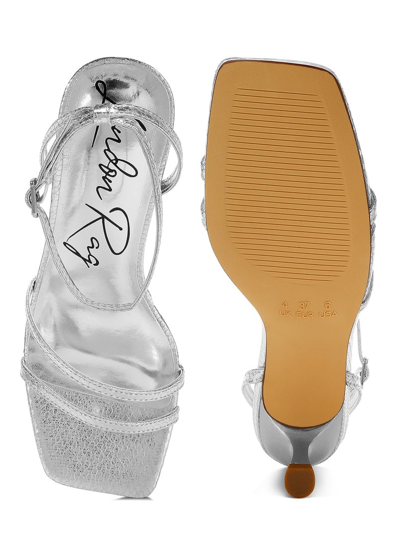 London Rag Faux Leather Strappy Sandals in Silver  - Image 4