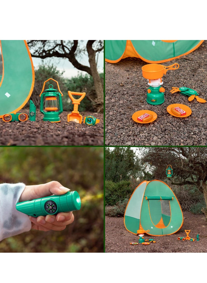 19-Piece Kids Camping Adventure Set - Complete Outdoor Exploration Kit with Tent, Telescope & Cooking Tools (12.6"x3.9"x13" Box) | Pretend Play for Park, Forest & Backyard - Image 3