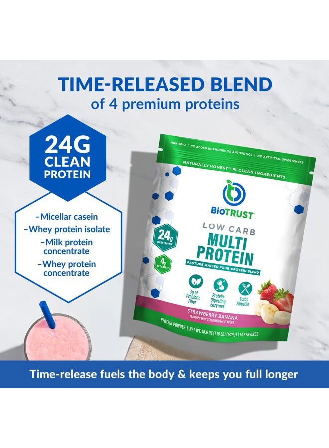 BioTrust Low Carb Protein Powder – Delicious Whey & Casein Blend from Grass-Fed Hormone Free Cows – Non GMO, Gluten Free (Strawberry Banana) - Image 2