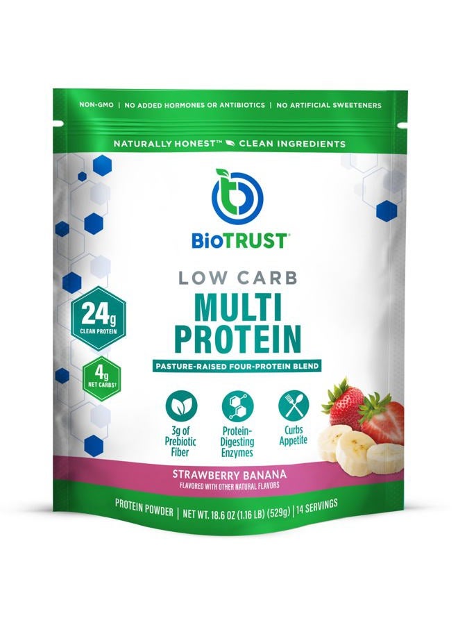 BioTrust Low Carb Protein Powder – Delicious Whey & Casein Blend from Grass-Fed Hormone Free Cows – Non GMO, Gluten Free (Strawberry Banana) - Image 1