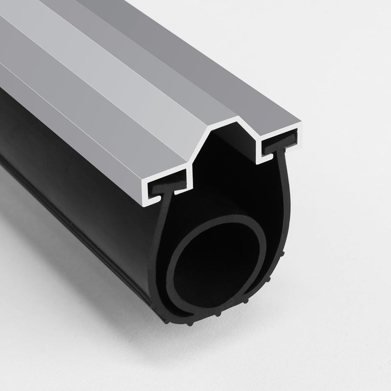 Duzzy 10 Feet Convex Shape Garage Door Seal Kits, Pre-drilled Heavy-Duty Weatherproofing Garage Door Rubber Seals Bottom Pakage with Aluminum Track Retainer Base Kits - Image 1