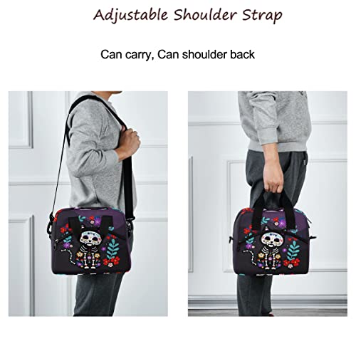 Glaphy Cat Sugar Skull Lunch Bag, Insulated Lunch Tote Bags Cooler Lunch Box Food Container for Women Men Adults - Image 5