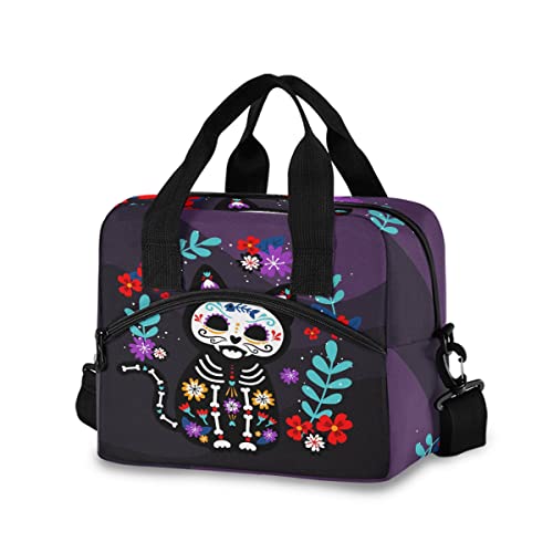 Glaphy Cat Sugar Skull Lunch Bag, Insulated Lunch Tote Bags Cooler Lunch Box Food Container for Women Men Adults - Image 1
