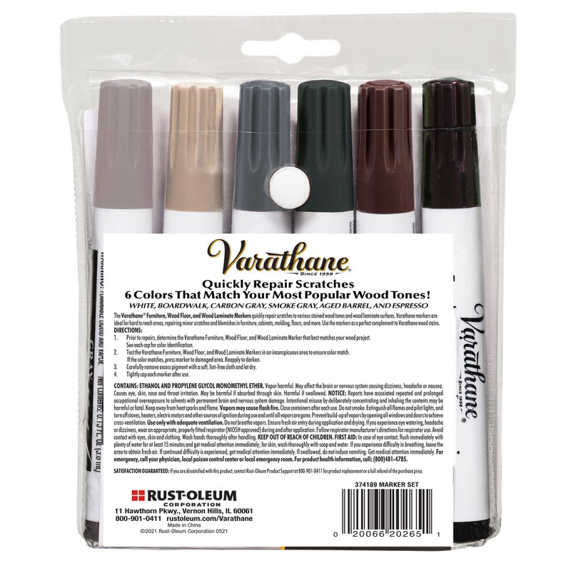 VARATHANE مجموعة علامات إصلاح بقع الخشب Varathane 374189، ألوان باردة متنوعة - Image 3