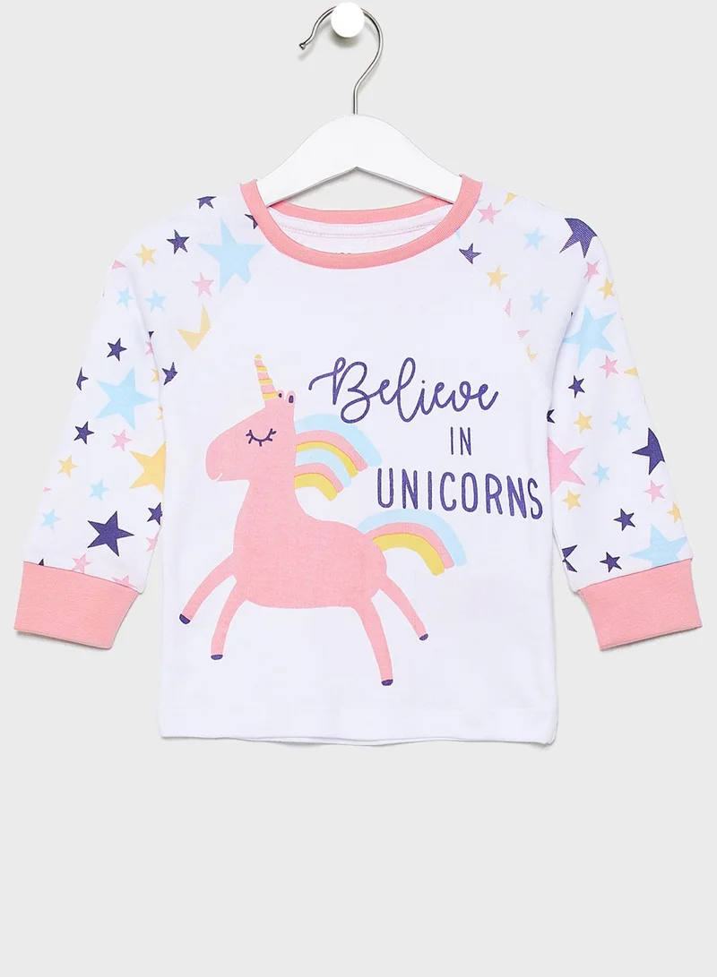 MINOTI Infant Printed Sleeve T-Shirt + Pyjama Set