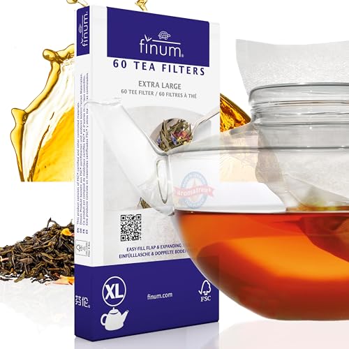 finum Finum Disposable Paper Tea Filter Bags for Loose Tea White Extra Large 60 Count  - Image 1