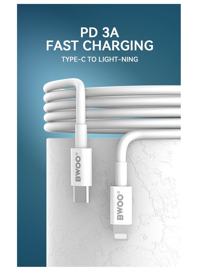BWOO Type-C To Lightning Charging Data Cable White - Image 4