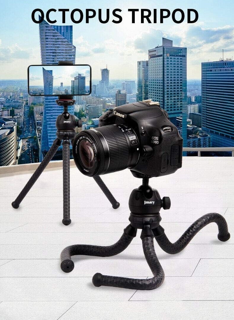 JMARY MT-25 - Table Top Mini Portable Flexible Tripod Stand for Mobile Phones and DSLR & Digital Cameras - Coming with Universal Mobile Phone Holder (MT-25-BLK) - Image 1