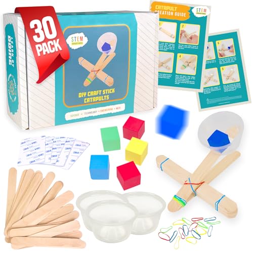 STEM Inventions Catapults Kit – Supplies to Build 30 Mini Toy Catapults - Complete Bulk STEM Project Kit for Kids and Classrooms - Image 1