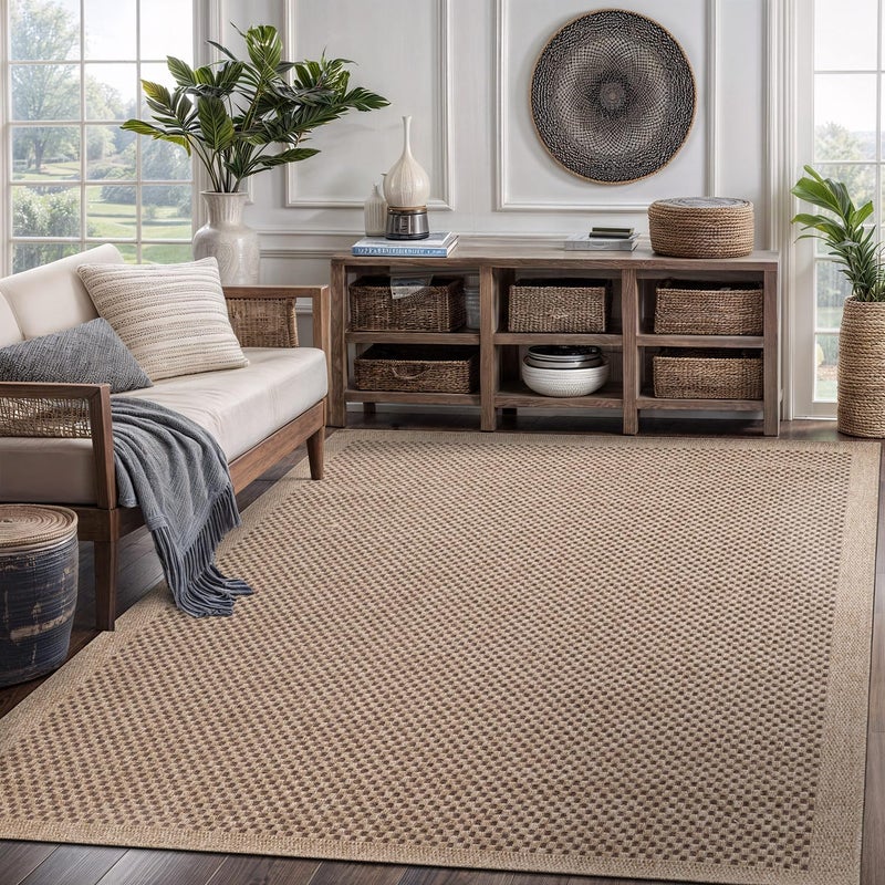 CAMILSON Easy Jute Rug 5x7, Indoor Outdoor Natural Color Fiber Area Rugs for Living Room Patio and Kitchen Rug, Sisal Boho Woven Design, Easy-Cleaning, Washable Outside Carpet Alfombras (5 x 7) - Image 1