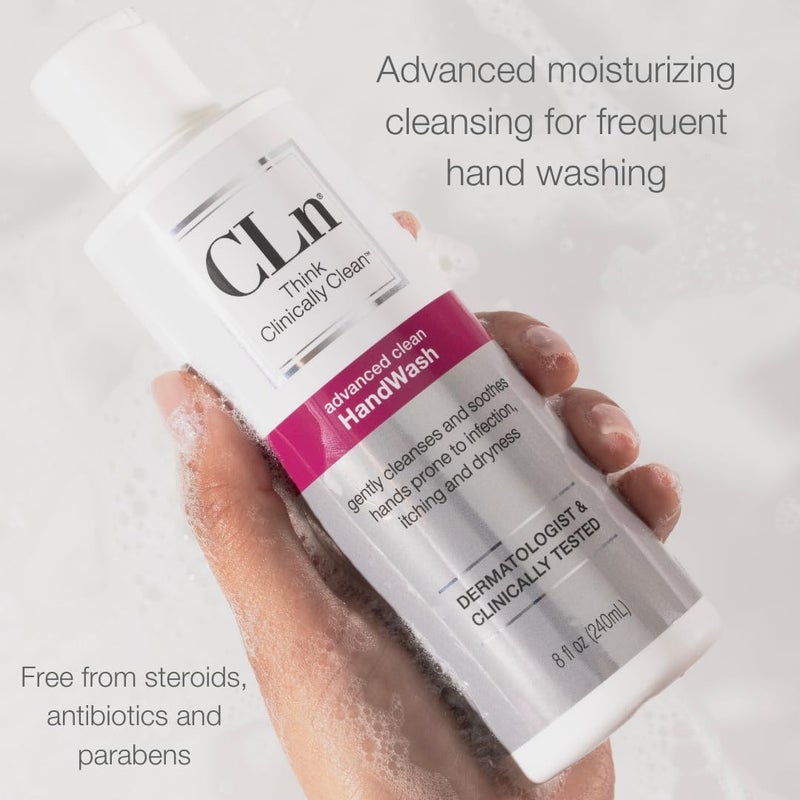 CLnÂ® HandWash - Advanced Hygiene for Hands, Formulated with Glycerin, for Sensitive Skin Prone to Hand Dermatitis, Redness, Irritation, Eczema, and Rash, Fragrance-Free, 8 fl oz - Image 2