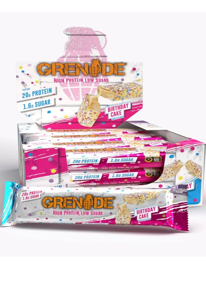 Grenade High Protein Bar Birthday Cake Pack of 12 - Image 1