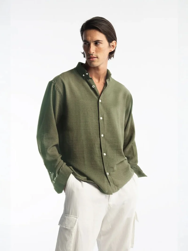 Giesto GIESTO Oversized Button-Up Long Sleeve Shirt