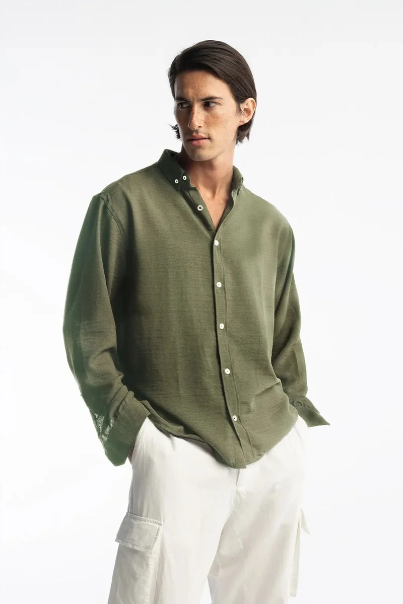 جيستو GIESTO Oversized Button-Up Long Sleeve Shirt