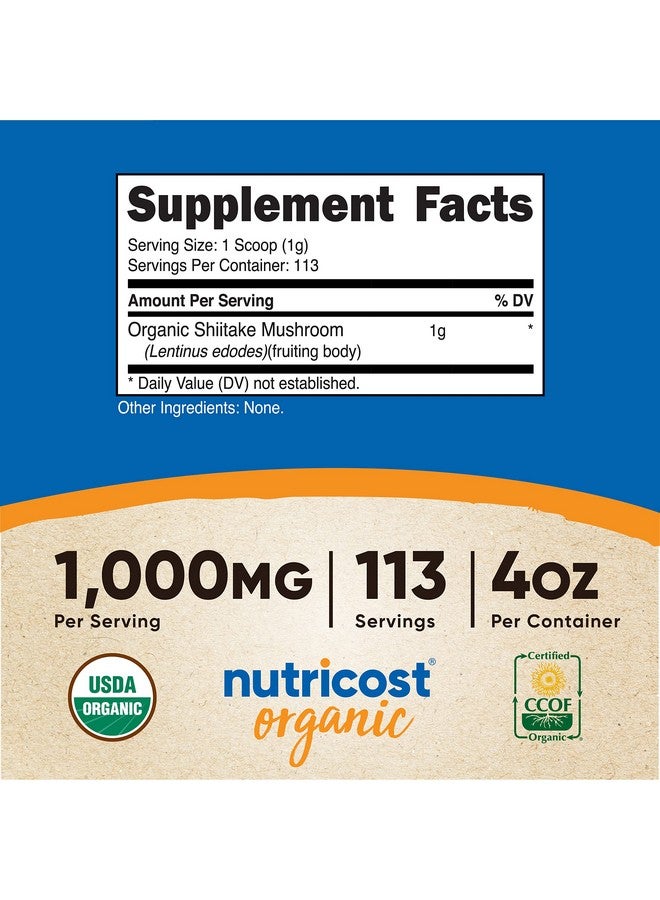 Nutricost Organic Shiitake Mushroom Powder 4 Oz Gluten Free Non Gmo - Image 3