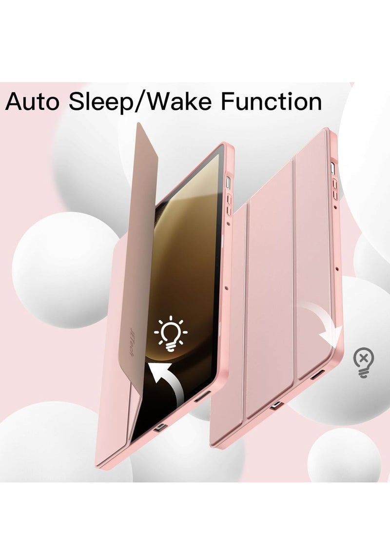 Raxoom Case for Tab S9 FE 10.9-Inch with S Pen Holder - Soft TPU Tri-Fold Stand Protective Tablet Cover, Supports S Pen Charging, Auto Wake/Sleep - Rose Gold - Image 4