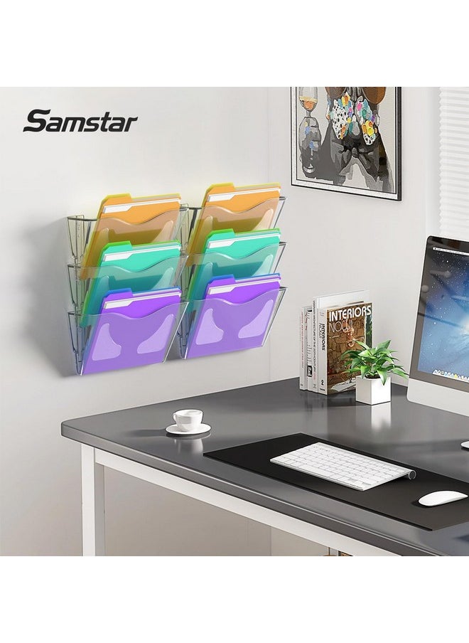Samstar - 6 Pack Clear Acrylic Wall File Holder,Wall Mount File Organizer Hanging Wall Pocket Mail Magazines Organizers For Office/Home… - Image 1
