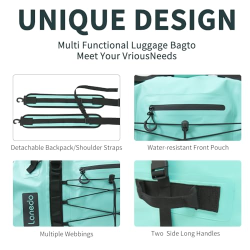 Lanedo 80L Dry Bag Large Waterproof Bag Roll-Top Heavy Duty Fishing Duffel Bag with Durable Straps & Handles for Kayaking Paddle boarding Boating Rafting Fishing Canoeing Camping (LAKE BLUE) - Image 4