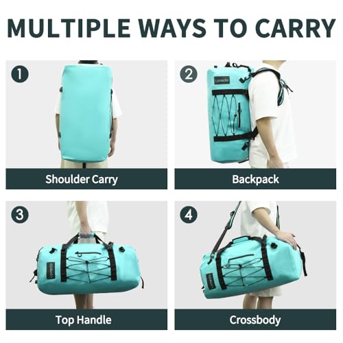 Lanedo 80L Dry Bag Large Waterproof Bag Roll-Top Heavy Duty Fishing Duffel Bag with Durable Straps & Handles for Kayaking Paddle boarding Boating Rafting Fishing Canoeing Camping (LAKE BLUE) - Image 5