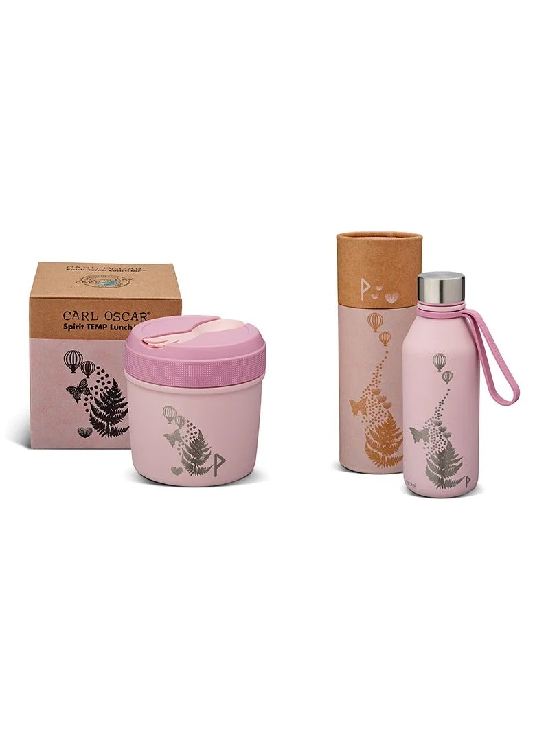 Carl Oscar SPIRIT PASSION 2PC Combo Pack : Lunch Jar & Flask - (Stainless steel Insulated Lunch Jar 0.5 L + Flask  0.5L) Pink