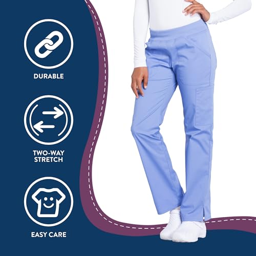 Cherokee Workwear Professionals Scrubs for Women Pull-On Cargo Pant, Soft Stretch WW170, L, Ciel Blue - Image 5