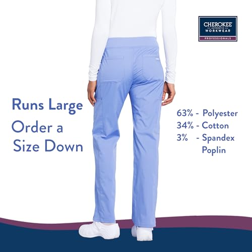 Cherokee Workwear Professionals Scrubs for Women Pull-On Cargo Pant, Soft Stretch WW170, L, Ciel Blue - Image 2
