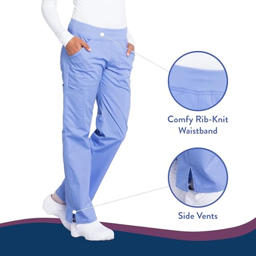 Cherokee Workwear Professionals Scrubs for Women Pull-On Cargo Pant, Soft Stretch WW170, L, Ciel Blue - Image 4
