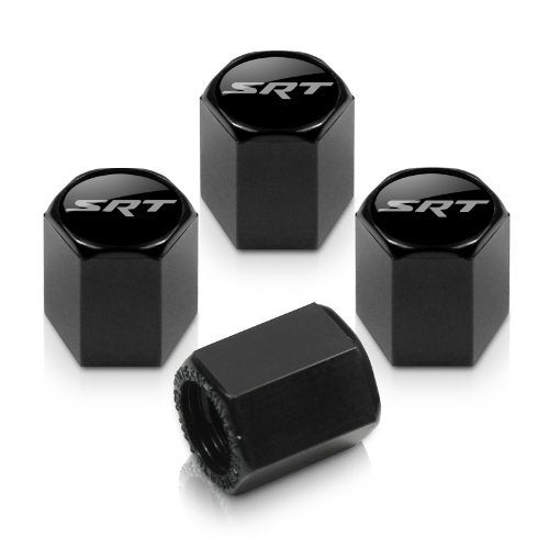 Dodge Black SRT Logo Tire Stem Valve Caps - Image 1