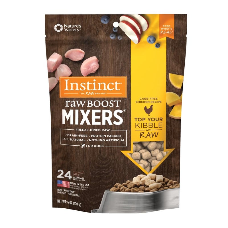 Instinct Raw Boost Mixers, Freeze Dried Dog Food Topper, Grain Free - Cage Free Chicken, 6 oz. Bag - Image 1