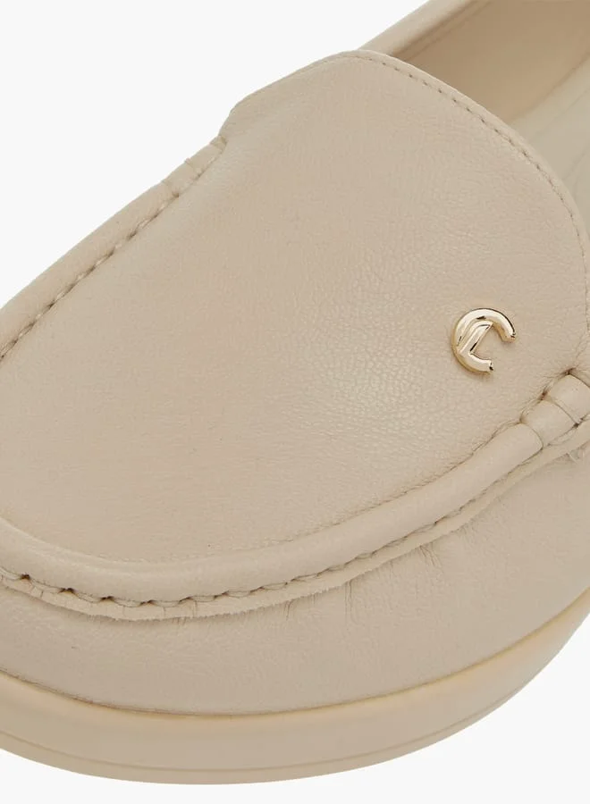 Le Confort Women Textured Slip-On Loafers with Wedge Heels