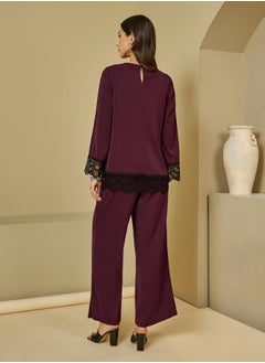 Styli Lace Insert Top & Wide Leg Pants Modest Set  - Image 5