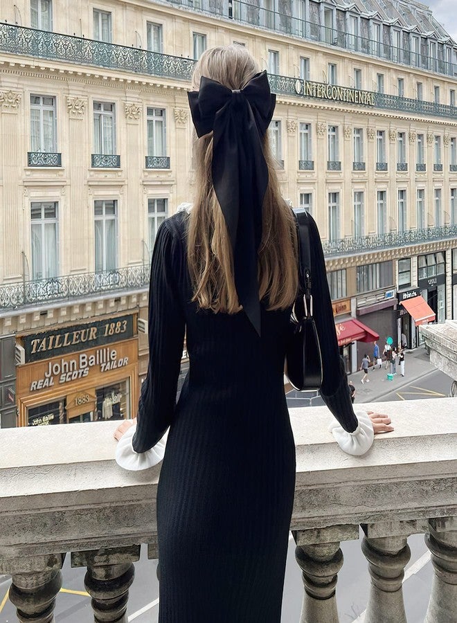 CellElection 6 Pack Silky Satin Hair Barrettes Clip for Women, Large Hair Bow Clips for Women Girl Handmade Big Bows Hair Accessories for Women Girl - Image 3