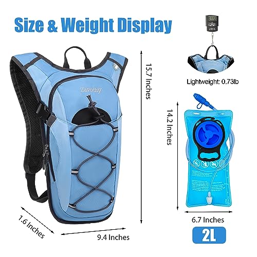 Zavothy Lightweight Hydration Backpack with 2L Water Bladder Water Backpack for Hiking Gear Hydration Pack for Cycling Running Biking Hiking Backpack Blue - Image 2