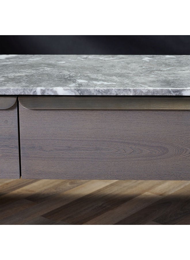 AL HUZAIFA FURNITURE Eastwood, Tv Cabinet Romantic Marble Top, Ash Wood Stainless Steel, 3 Drawers  - Image 3