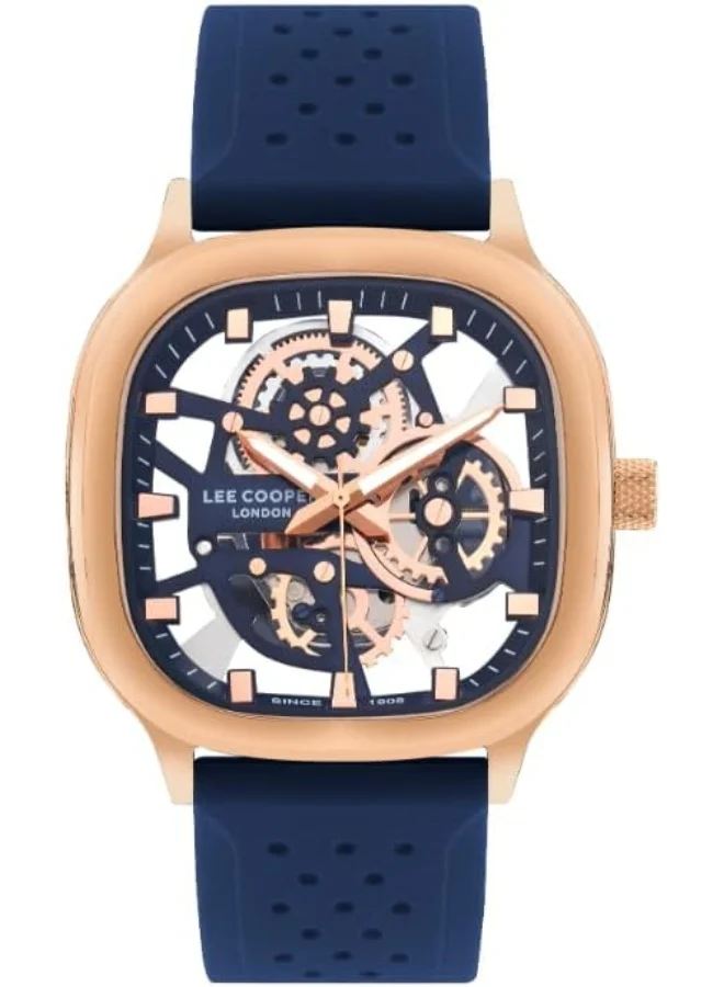 لي كوبر Lee Cooper Men's Watch, Analog Display and Silicone Strap - LC07973.499, Dark Blue