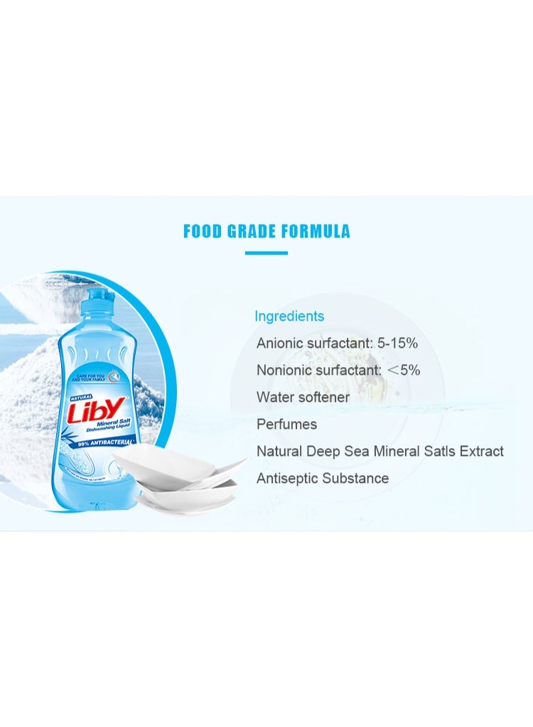 صابون سائل لغسيل الصحون ، صحن ملح معدني سائل نظيف - مضاد للبكتيريا ، مستخلصات ملح البحر العميق ، صيغة مركزة فائقة ، آمنة للفواكه والخضروات ، إزالة الدهون القوية ، شطف سهل ، طازجة ونظيفية (1.1L * 2) - Image 4