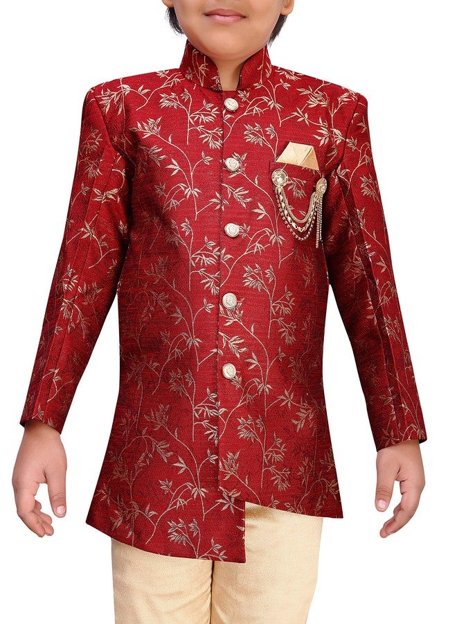 AJ Dezines طقم شيرواني هندي غربي للأطفال من AJ Dezines للأولاد (7037_RED_4) - Image 5