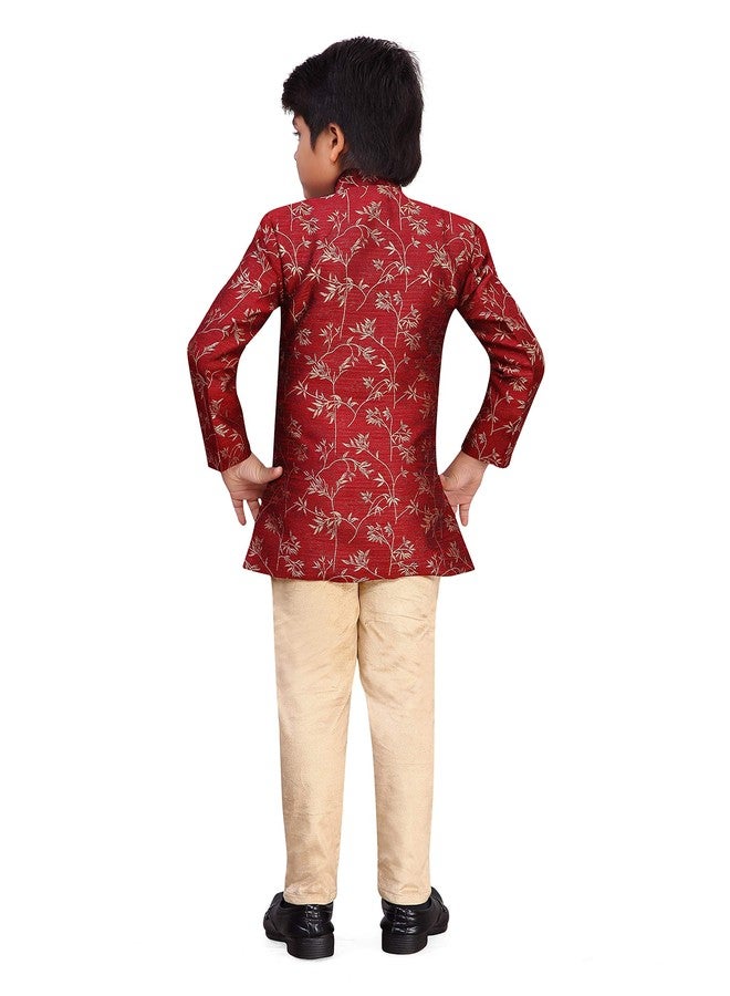AJ Dezines طقم شيرواني هندي غربي للأطفال من AJ Dezines للأولاد (7037_RED_4) - Image 3