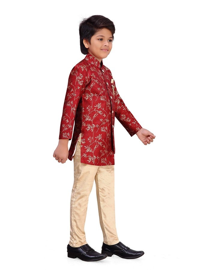 AJ Dezines طقم شيرواني هندي غربي للأطفال من AJ Dezines للأولاد (7037_RED_4) - Image 4