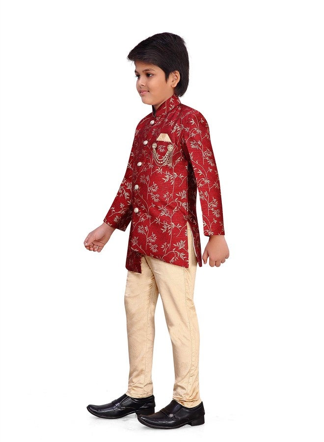 AJ Dezines طقم شيرواني هندي غربي للأطفال من AJ Dezines للأولاد (7037_RED_4) - Image 2