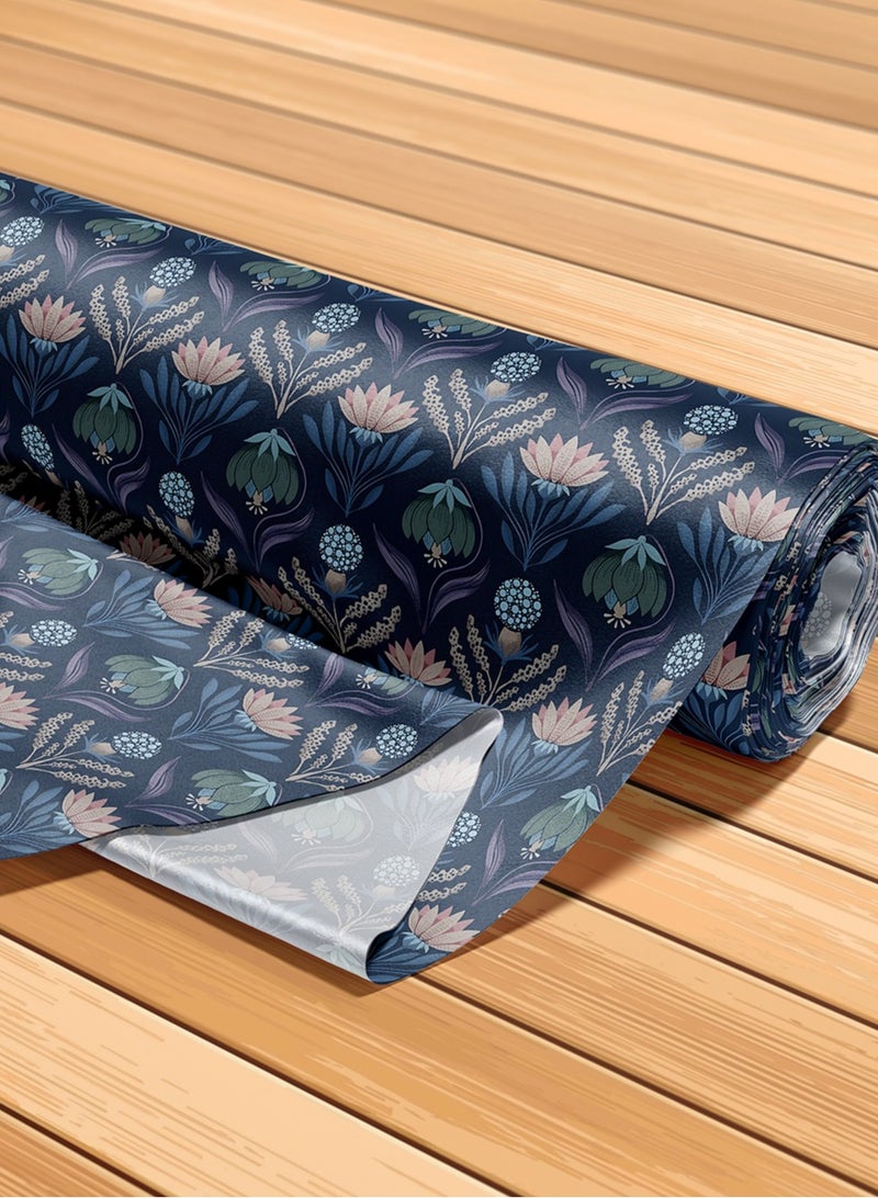 Vellato Al Lail Aramny Silk Fabric By The Yard Blue Floral Design Jalabiya Makhweer Dressmaking 58 Inches Width - Image 5