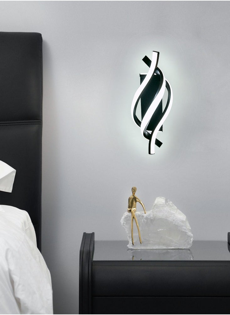Goeco Indoor Wall Light, Modern LED Wall Lamp 18W Curved Design IP20, Sconces 6000K-6500K Cold White Light 1620 Lumens Black IP20, for Bedroom, Living Room  - Image 4