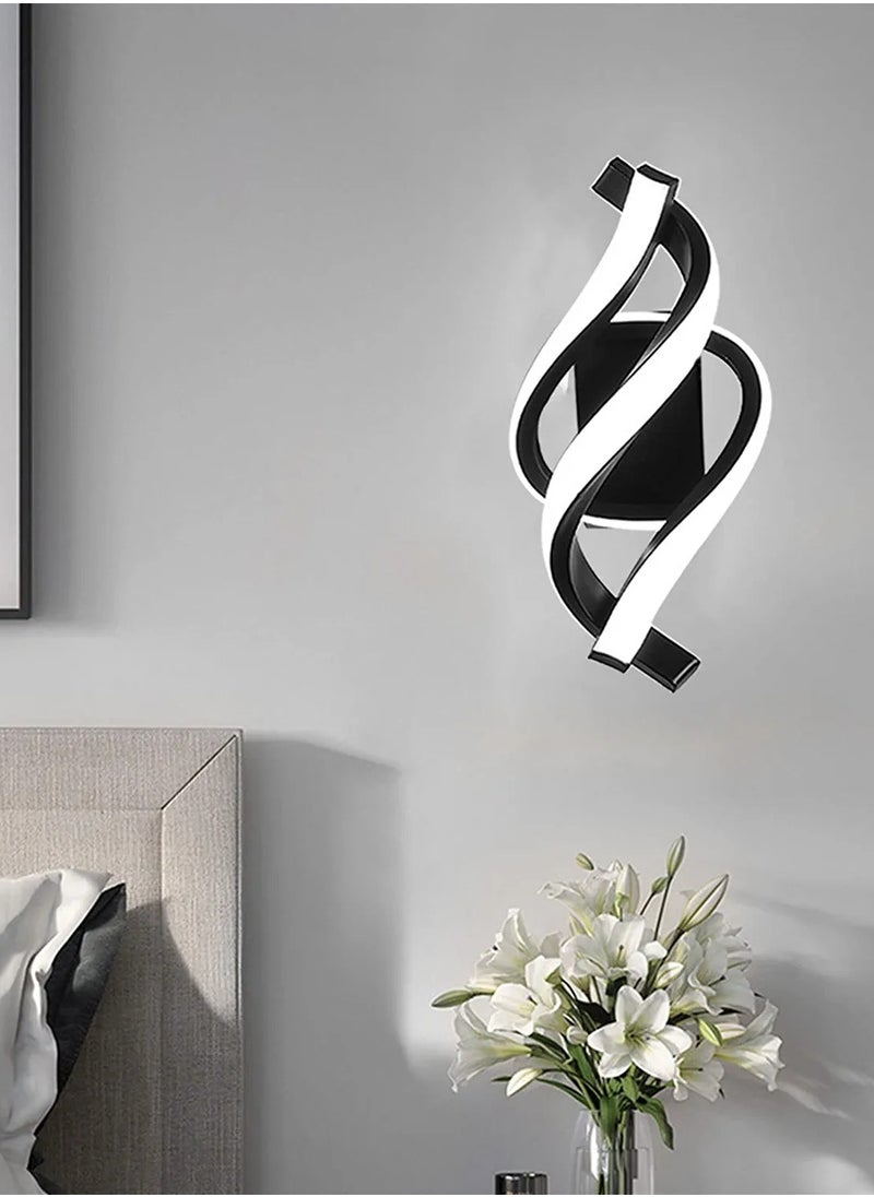 Goeco Indoor Wall Light, Modern LED Wall Lamp 18W Curved Design IP20, Sconces 6000K-6500K Cold White Light 1620 Lumens Black IP20, for Bedroom, Living Room  - Image 1
